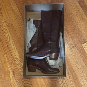 Cole Haan Womens Wesley Tall Leather Boots Chestnut Size 8.5 B w/Box
